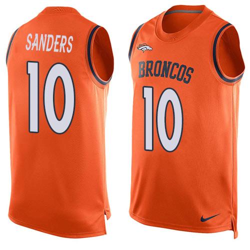 Nike Broncos #10 Emmanuel Sanders Orange Team Color Men's Stitched NFL Limited Tank Top Jersey - Click Image to Close